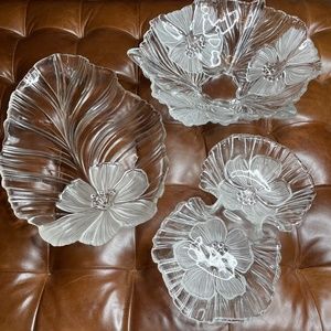 Mikasa Hibiscus Frost 3 Piece Set: Bowl, Divided Server, Centerpiece Platter